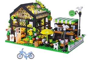 LEGPS YYDS Flower House Building Set with LED, City Street House Flower Shop Building Blocks Toy, Gift for Girls 8-12 Year, Mini Brick 680pcs