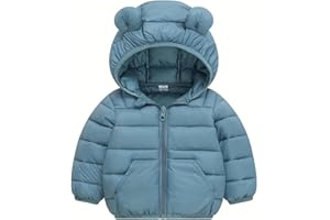 bebeone Toddler Winter Coats Puffer Padded Jacket Baby Boys Girls Bear Hoods Down Jacket Light Weight Infant Outerwear