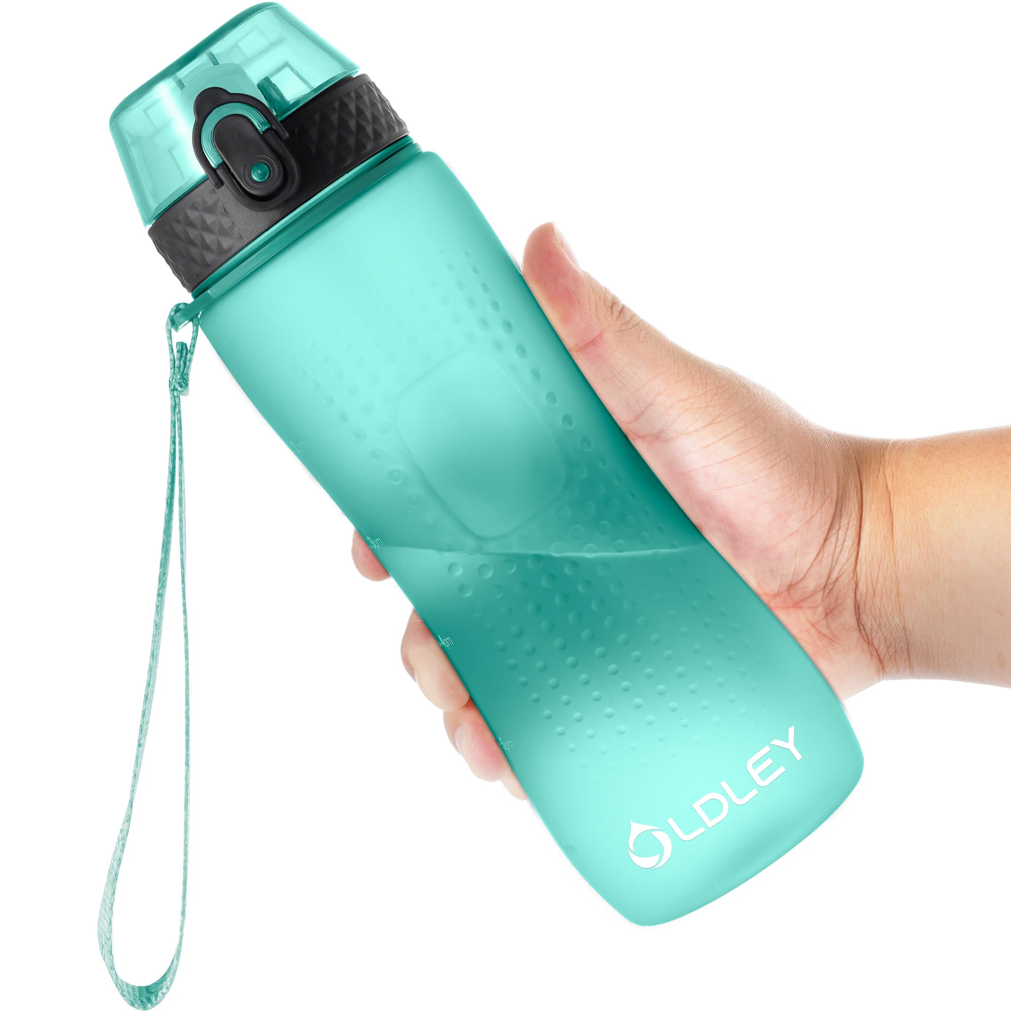 OLDLEY 750ml/25oz Water Bottles with Straw BPA Free Tritan Water Bottles for Sports Gym School Travel Leakproof Time Markings Drink Bottles Reusable Hydrate for Adult Women Men(Mint, 1 Lid)