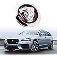 AULPEE Emblem Compatible with XE XF XJ F-Type F-PACE Front Center Grille Emblem 3.38inch Car Badge Emblem Accessories(Front Red-Chrome)