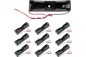 ACEIRMC 10pcs 18650 Battery Clip 1 Slots 3.7V Plastic 18650 Battery Storage Box Case with Black and Red Wire Leads for 18650 