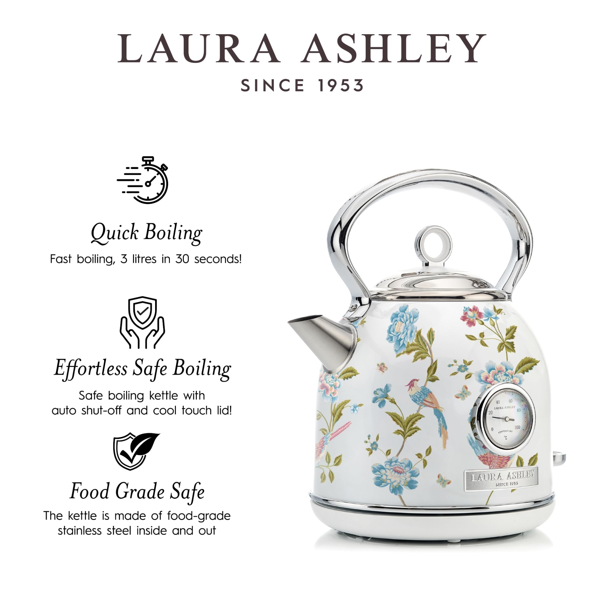VQ - Hervidor de agua con cúpula Laura Ashley de 1,7 L - Elveden White