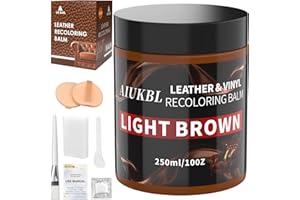 AIUKBL Leather Recoloring Balm, Leather Color Restorer, Leather Restorer for Couches, Leather Scratch Remover, Leather Scratch Repair, Leather Repair Kit for Furniture, Leather Dye (Light Brown)