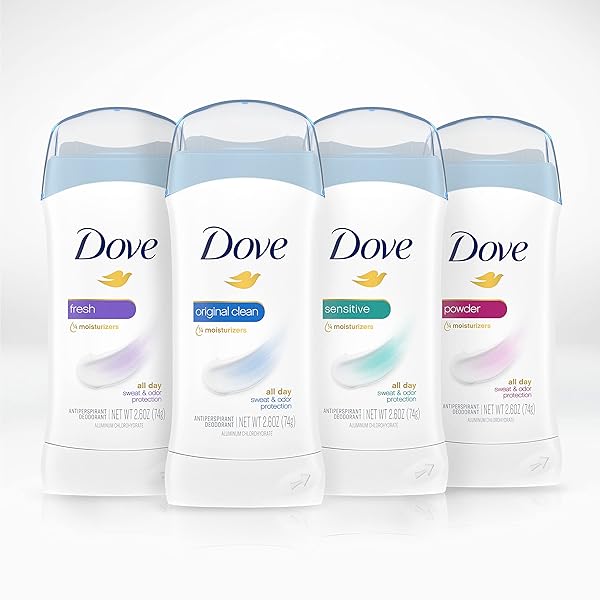DOVE INVISIBLE SOLID ANTIPERSPIRANT DEODORANT STICK FOR WOMEN, POWDER, FOR ALL DAY UNDERARM SWEAT & ODOR PROTECTION 2.6 OZ 2 COUNT