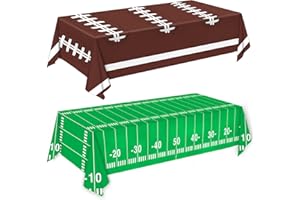 Oigco Football Party Decorations Tablecloth Disposable Plastic Touchdown Table Cover Perfect for Football Birthday Party Decorations and Gameday Tailgate Decorations 54 X 108Inch, 2 Pack