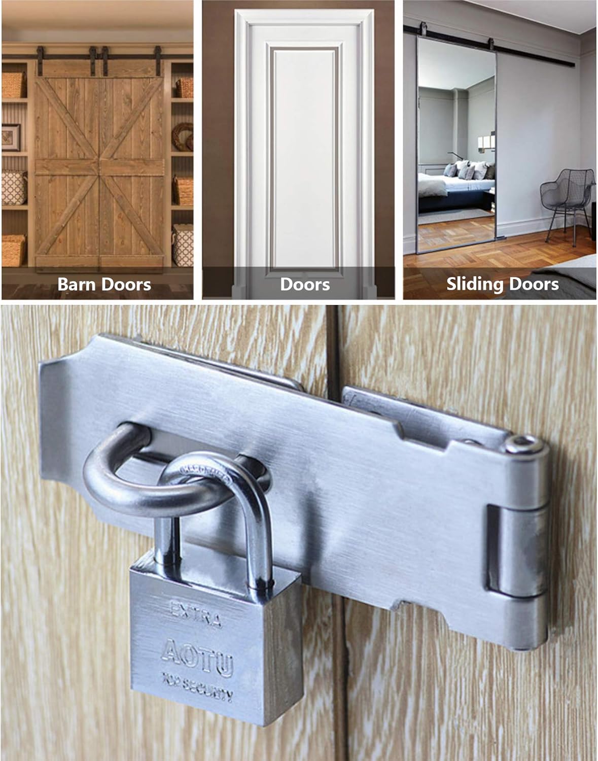3/4/5 inch Stainless Steel Padlock Hasp Latch with Screws Safety Door Lock Anti-Rust (4inch (Pack of 1)) - - 