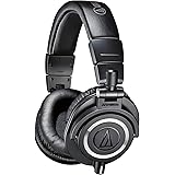 Audio-Technica ATH-M50X Professional Studio Monitor Headphones, Black, Professional Grade, Critically Acclaimed, with Detacha