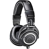 Audio-Technica ATH-M50X Professional Studio Monitor Headphones, Black, Professional Grade, Critically Acclaimed, with Detacha