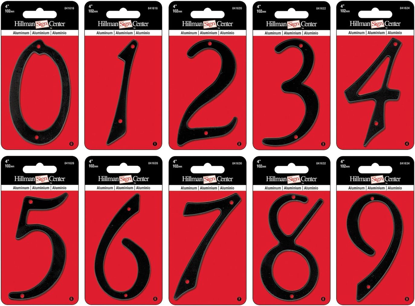 Hillman 841616 Nail On Character Number 0 Zero Sign with Predrilled Mounting Holes Includes Hardware, Black Aluminum, 4 Inches 1-Sign