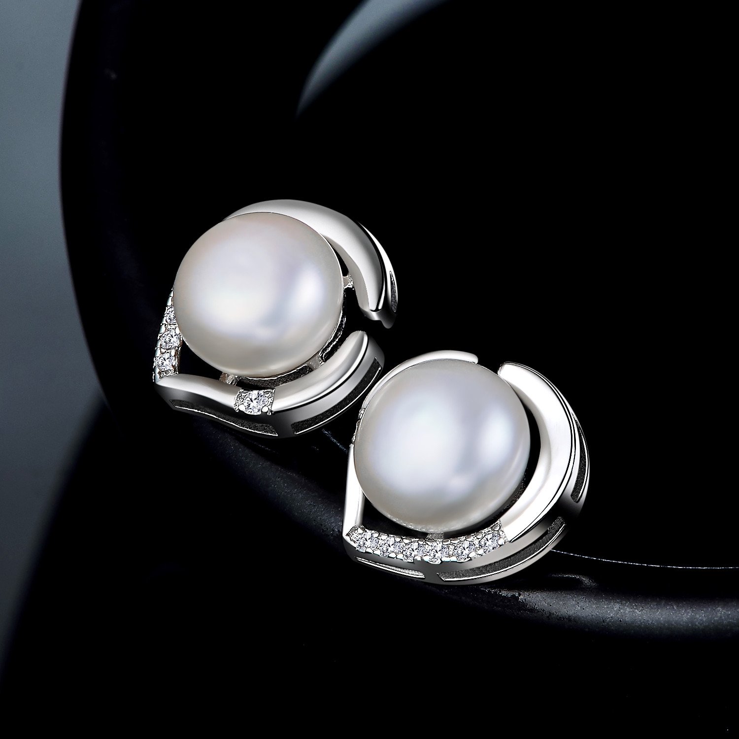 J.Vénus pendientes de las señoras Set plata de ley 925 básicos con perlas de agua dulce de 8 mm, con caja de joyería hermosa, regalo ideal el día de San Valentín, cumpleaños