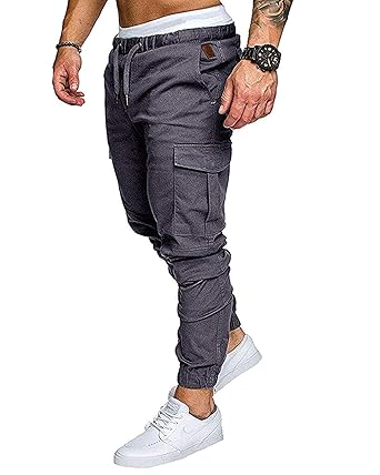 ORANDESIGNE Jogger Cargo Herren Chino Hose Sommer Herbst Stretch Freitzeithose Hosen