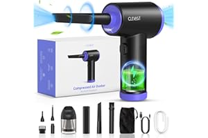 CLEVAST Compressed Air Duster - 3 Gear 110000RPM Electric Air Duster, 3 in 1 Versatile with LED - Cordless Dust Blower & Mini Vacuum & Inflating for PC, Computer, Keyboard, Rechargeable Canned Air