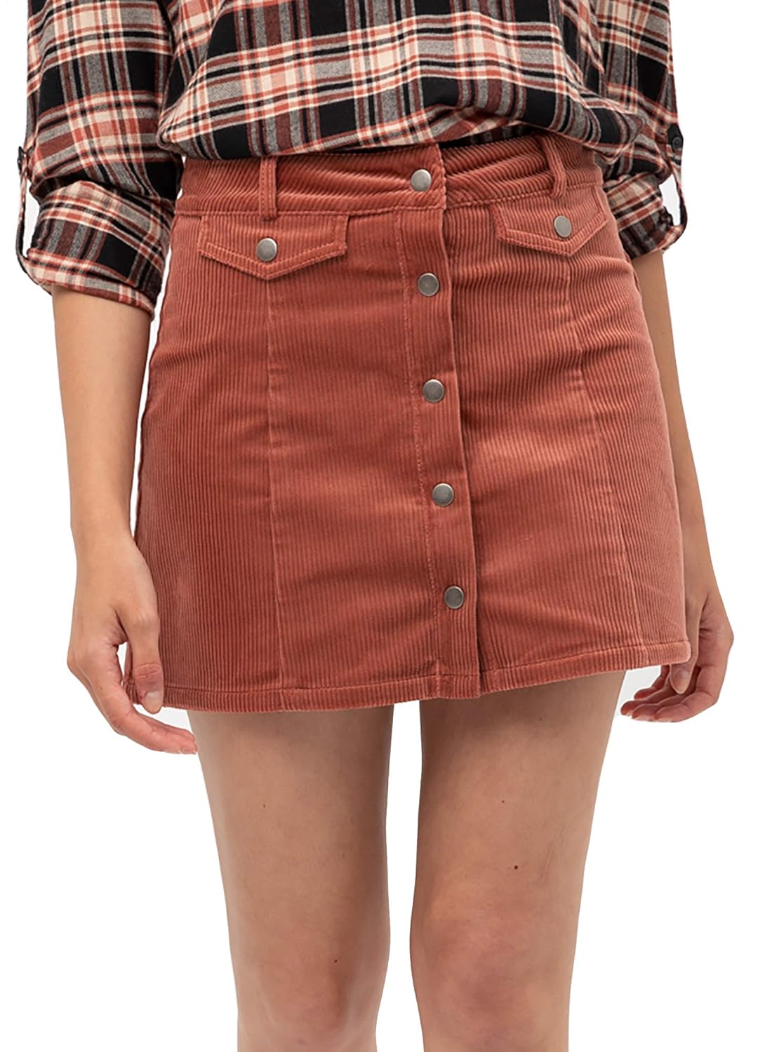 Buy Women’s Cute Corduroy Mini Skirts Button Down Belt Loop Corduroy