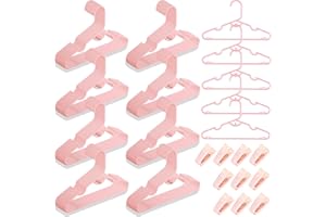 MJRASG 80 Packs Baby Hangers for Closet Plastic Kids Clothes Hangers with Clips for Nursery Space-Saving Hangers for Closet Organizer, Stack-able Hangers for Newborn, Infant, Toddler, Children, Pink