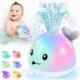 ANGGIKO Baby Bath Toys Light Up Pool Water Toy for Toddlers Babies 1-3 Gift | Bath Toys for Kids Ages 1-3, Whale Bath Toy Sprinkler Baby 6-12-18 Months Bathtub Fountain Birthday 1 Year Old Boy Girl Gifts
