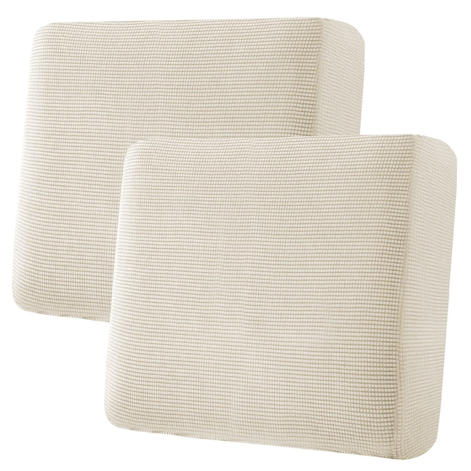 Photo 1 of H.VERSAILTEX Super Stretch Individual Seat Cushion Covers Sofa Covers Couch Covers Slipcover Sets Thick Jacquard Textured Twill Fabric (2 Piece Large Sofa Cushion Covers, Natural)