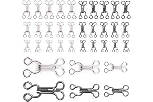 Sewing Hooks and Eyes Closure for Clothing, 60 Pairs Bra Clasps Hook and Eye Latch Replacement for Sewing Fasteners Clasp Rep