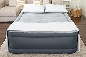 SleepLux Tough Guard Air Mattress Queen 22” with Snugable Top and Built-in AC Pump