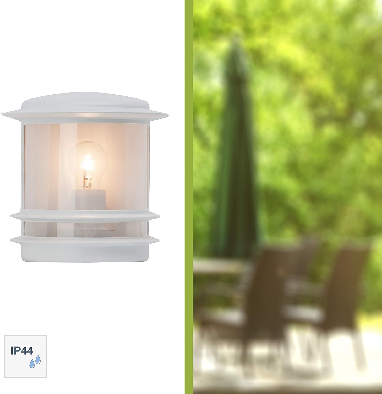 Brilliant Hollywood 47880/05 Exterior Light E27 1 x 60 W Die-Cast Aluminium/Plastic White, Weiß, 24 x 23.5 x 13 cm