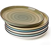 Sweese 7.4 Inch Porcelain Dessert Plates, Round Salad/Appetizer Plate Set, Microwave Dishwasher Safe, Green, 6-Pack