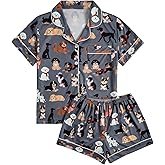 SOLY HUX Women's Short Pajamas Set Cute Printed Button Short Sleeve Shirt with Shorts Sleepwear PJs Set