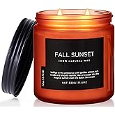 M&SENSE Baltic Amber Vanilla Scented Candle, 70 Hours Long Lasting Burn Clean Soy Wax Non Toxic 11.6oz 2 Wicks Relaxing Candles for Easter Holiday Birthday Gifts