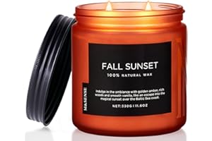 M&SENSE Baltic Amber Fall Scented Candle, 11.6oz Clean Natural Soy Wax Non Toxic Up to 70 Hours Burn Time 2 Cotton Wick Housewarming Candle for Home Scented