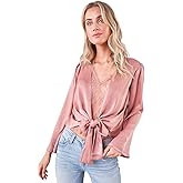 SUGARLIPS Womens Tie Front Lace Top