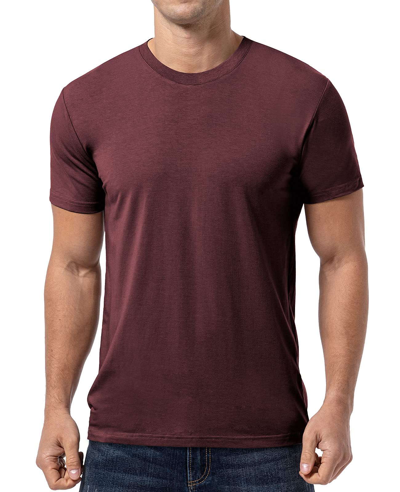 Photo 1 of QUALFORT Mens Cotton T Shirt Short Sleeve Lightweight Classic Fit Crewneck Tee for Daily Wear xl