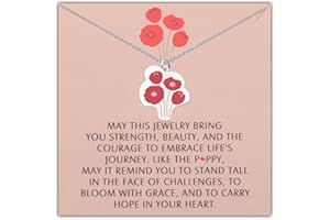 Red Poppys Flower Necklace Memorial Day Poppys Jewelry Red Botanical Flower Lover Gift