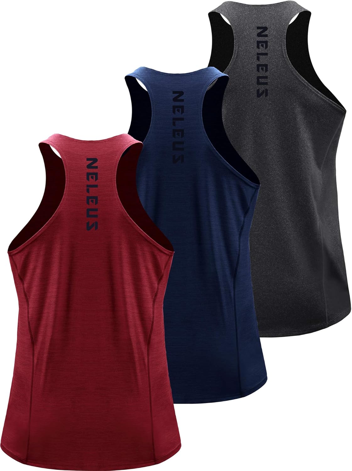 Neleus Men's 3 Pack Running Tank Top Dry Fit Y-Back Athletic Workout Tank Tops: Clothing