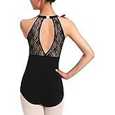 Tegmk Women's Halter Neck Dance Leotard for Ballet Top Dancewear, Keyhole Back, Chest lining