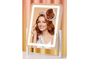 MUIRYN Vanity Mirror with Light, 15" x 11" LED Makeup Mirror, Hollywood Mirror with 3 Lighting Modes, Miroir Maquillage Lumin