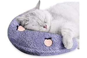 ucho Cats Kitten Pillow Cat Nap Plush, Kitty Purr Soothing Plush Cat Toy,Soft Fluffy Warming Pillow, Pet Calming Toy for Joint Relief Sleeping Improve Purple