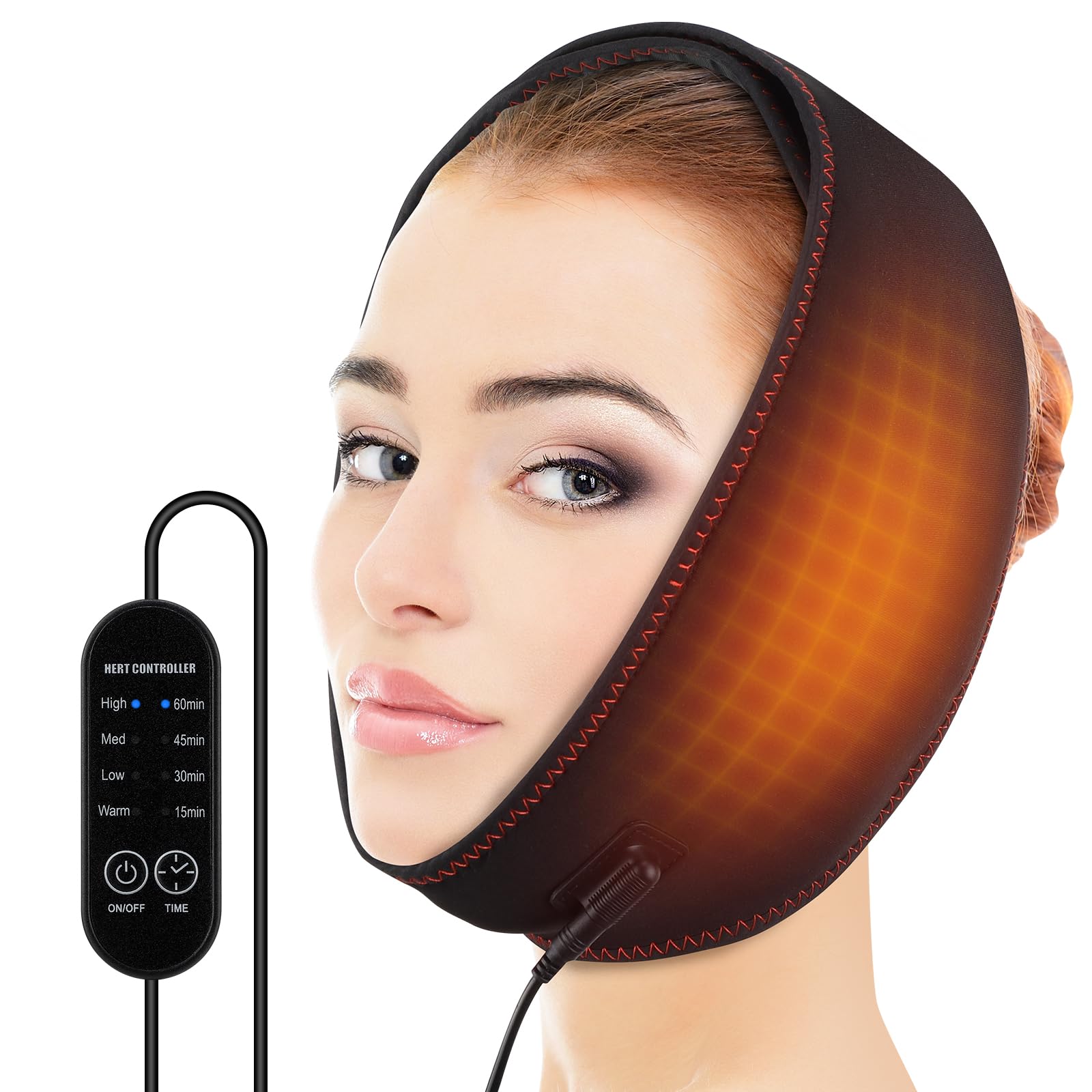 Photo 1 of Face Heating Pad for Jaw, Face & Chin – 4 Heat Levels, 4 Timer Settings, Plug-in Heated Wrap with Adjustable Strap for Facial Comfort, Jaw Relaxation & Daily Warm