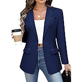 Kelyaa Women's Casual Business Blazer Notched Lapel One Button Open Front Long Sleeve Blazers Office Work Suit Jackets