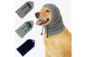 Colenumone Happy Hoodie for Dogs, Dog Hat | Bandana for Warmth, Perfect for Fireworks, Thunderstorms, and Grooming（Black-M）