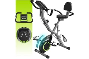 LINBOLUSA Indoor Exercise Bike for Seniors, 5 IN 1 Foldable Stationary Bike with 16-Level Magnetic Resistance and Tri-Position Ride, 300LBS Capacity, 5.5 LBS Flywheel, for Home Workout 817 Black