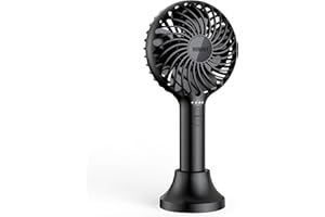 HonHey Handheld Fan Portable, Mini Hand Held Fan with USB Rechargeable Battery, 4 Speed Personal Desk Table Fan with Base, 3-10 Hours Operated Small Makeup Eyelash Fan for Women Girls Kids Outdoor