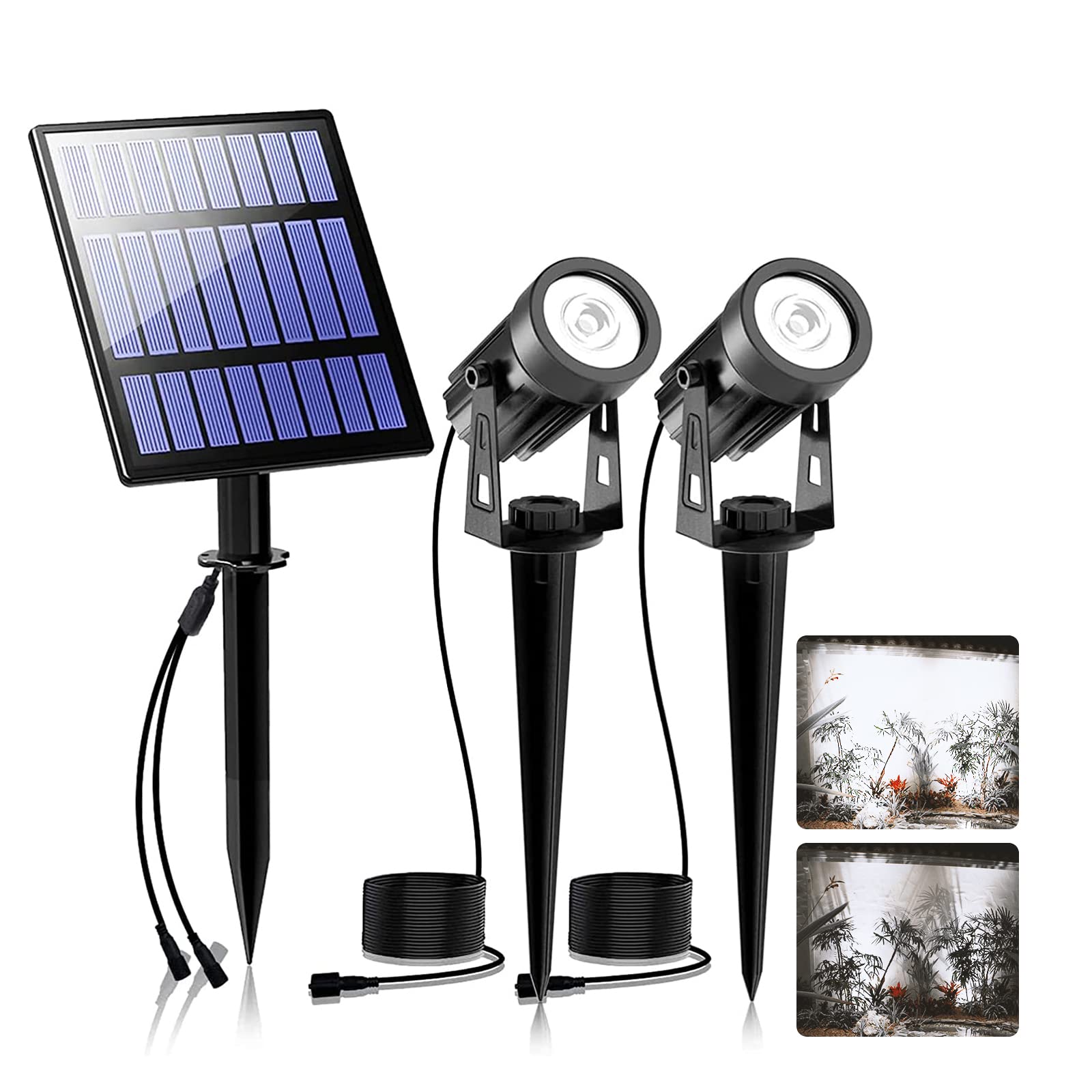 T-SUNUS Solar LED Spot Lights, Waterproof Outdoor Solar Spotlight for Backyard Landscape Driveway Patio Gardens Lawn,Dusk to Dawn Auto On Off (6000K-Daylight)