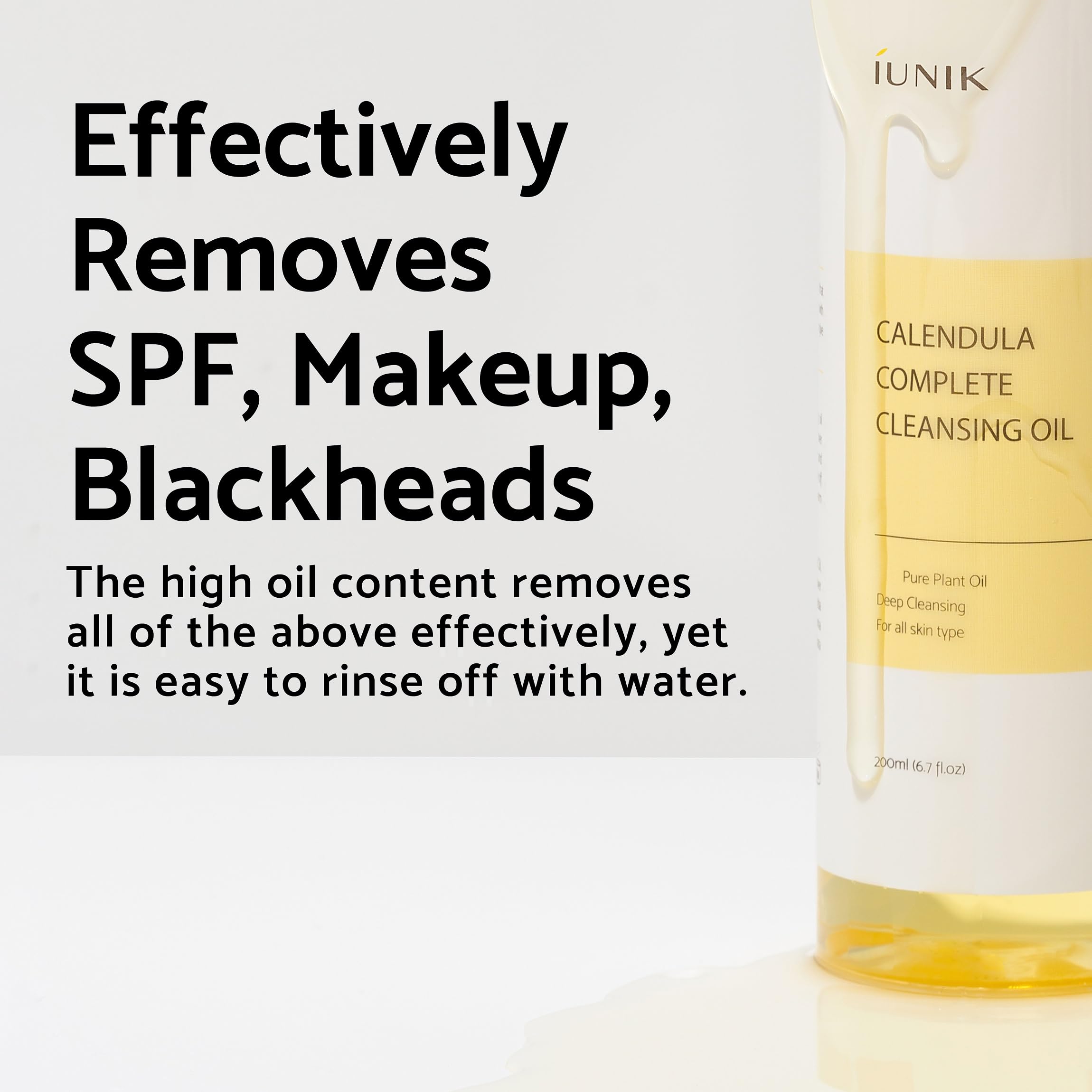 IUNIK Calendula & Jojoba Oil-Infused Vegan Cleansing Oil – Gentle Blackhead Melting & Makeup Remover Facial Cleanser w/Plant-based Oils Korean Skincare