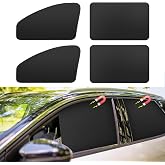 Magnetic Car Window Shades - 100% Block Light Car Curtains - 4Pcs | Universal Fit Side Window Sun Shades Car Window Covers Keep Cooler Feeling, Thicken(thickset, 4pcs)