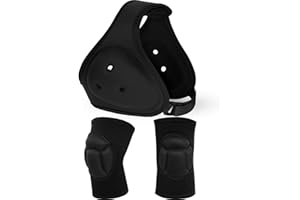 VIORAWHITE Viora White Wrestling Headgear Knee Pads Set for Kids Youth, Thick Sponge Anti Slip Knee Sleeve, Adjustable Wrestling Ear Guard Protective for Sparring Brazilian Jiu Jitsu Training