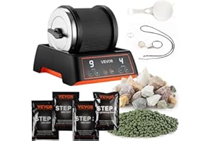 VEVOR Rock Tumbler Kit, 2 lbs Rock Polishing Kit, 4 Speed Settings 9-Day Polishing Timer Stone Polishing Kit, Rock Polisher with Rough Gemstones and Polishing Grits, Rock Polisher for Adults Kids