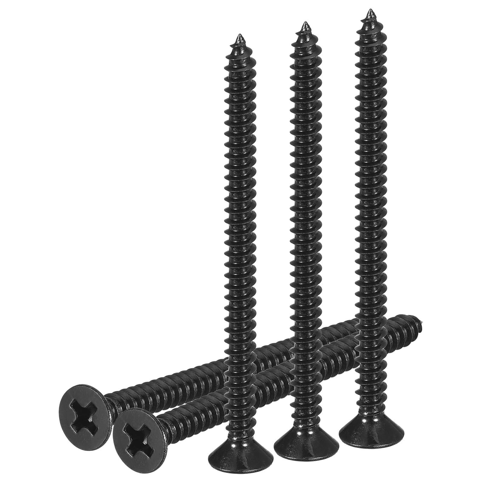 DTGN 100Pcs #6x2" Flat Head Wood Screws, 304 Stainless Steel Phillips Self Tapping Screws - Good for Woodworking, Furniture - Black — image 1