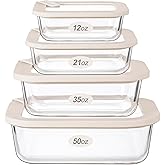 Urban Green Glass Food Storage Containers with Glass Lids, Microwave Safe Food Container Set, Aitight Meal Prep Container Set, LeakProof, 100% Plastic Free, 4 Pack