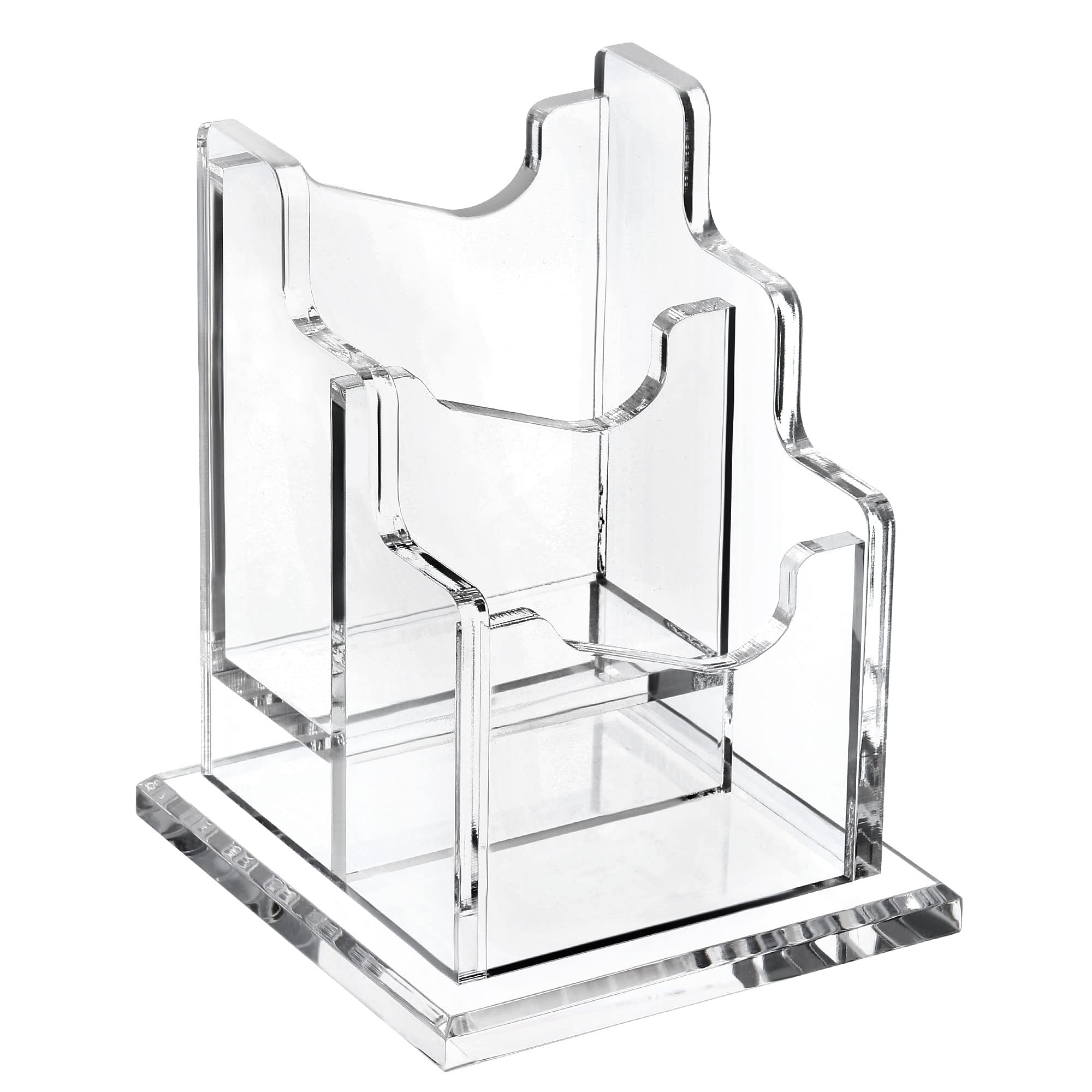 PATIKIL Business Card Holder, Acrylic Vertical 2 Slots Desktop Name Cards Display Stand for Office Desk, Clear