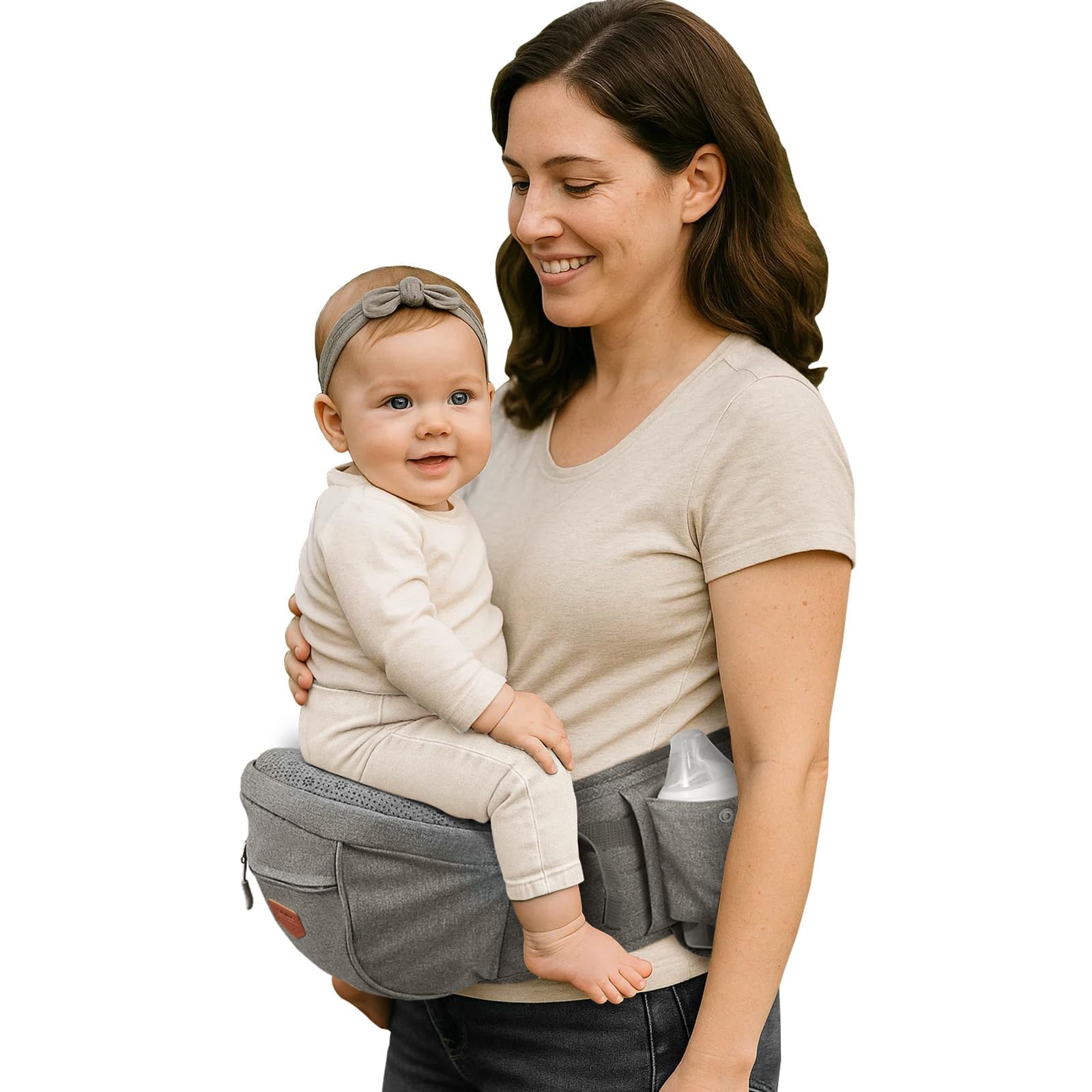 Photo 1 of SUNVENO Baby Hip Carrier with Hip Seat, CPC-Certified, Ergonomic Infant Carrier for Newborns & Toddlers up to 45 lbs, Adjustable Waistband, Multiple Pockets, All-Season, Grey