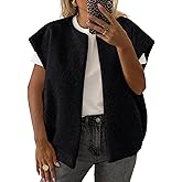 LILLUSORY Fuzzy Vests For Women Sherpa Fleece Fall Sleeveless Jackets Casual Winter Coats Trendy Outerwear