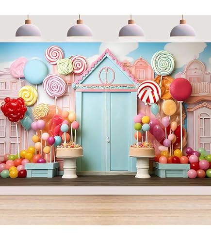5x3ft Happy Birthday Backdrop Sweet Candy Theme Birthday Party Photography Background Chocolate Lollipop Candyland Girls 1st Birthday Party Cake Table | IT 5x3ft Happy Birthday Backdrop Sweet Candy Theme Birthday Party Photography Background Chocolate Lollipop Candyland Girls 1st Birthday Party Cake Table | IT